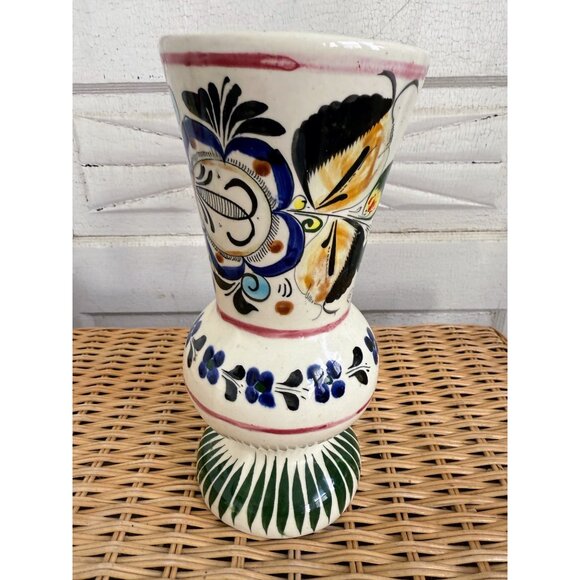 Vintage 70's Mexico Flower Vase Signed CE 9" Boho Decor - Picture 8 of 9